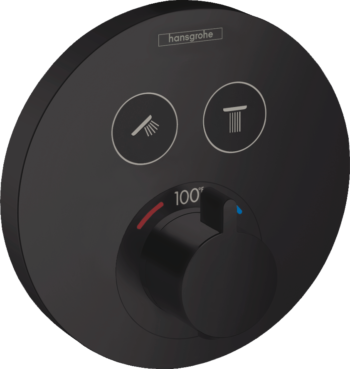 Hansgrohe ShowerSelect S Thermostatic Trim for 2 Functions, Round in Matte Black