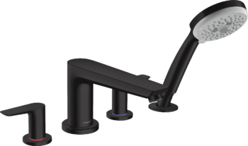 Hansgrohe Talis E 4-Hole Roman Tub Set Trim with 1.8 GPM Handshower in Matte Black