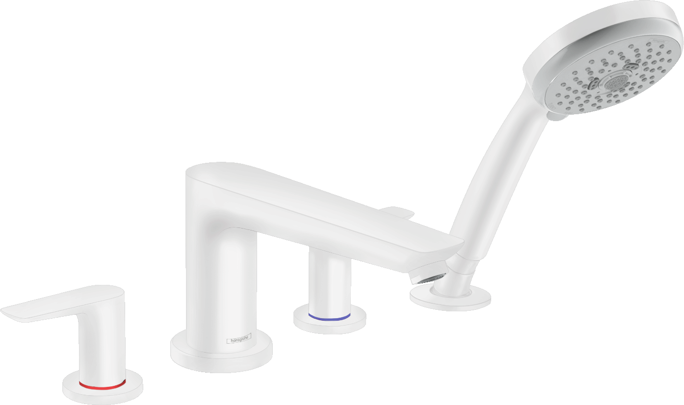 Hansgrohe Talis E 4-Hole Roman Tub Set Trim with 1.8 GPM Handshower in Matte White