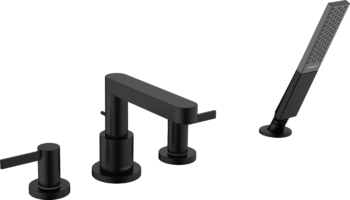 Hansgrohe Finoris 4-Hole Roman Tub Set Trim with 1.75 GPM Handshower in Matte Black