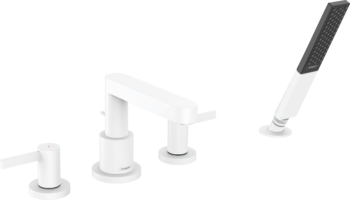 Hansgrohe Finoris 4-Hole Roman Tub Set Trim with 1.75 GPM Handshower in Matte White