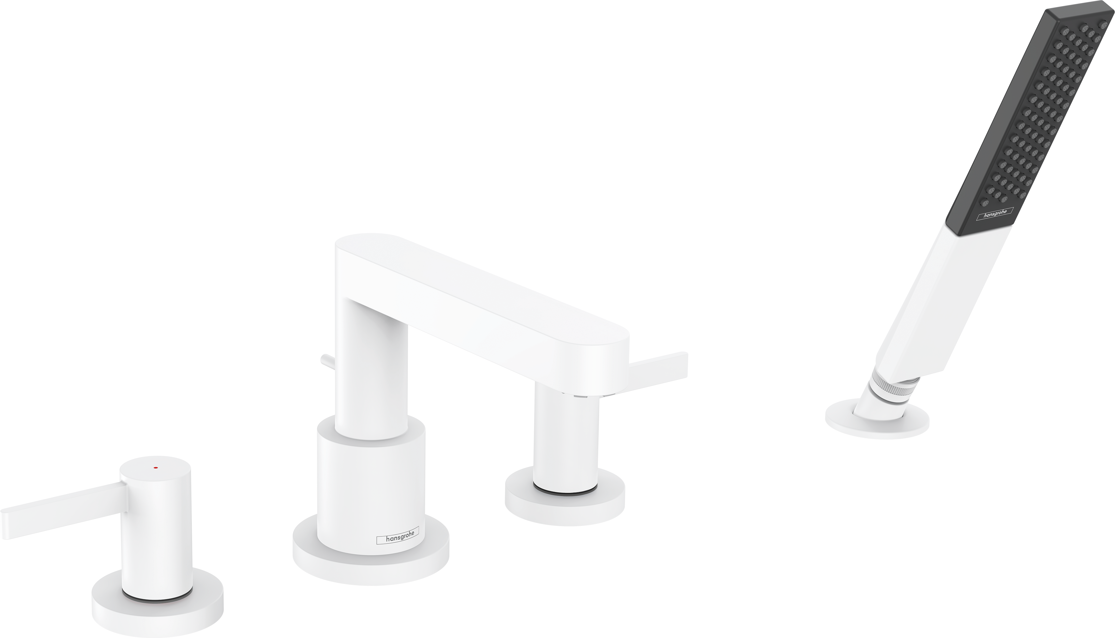 Hansgrohe Finoris 4-Hole Roman Tub Set Trim with 1.75 GPM Handshower in Matte White