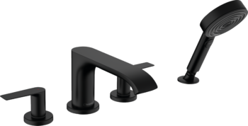 Hansgrohe Vivenis 4-Hole Roman Tub Set Trim with 1.75 GPM Handshower in Matte Black