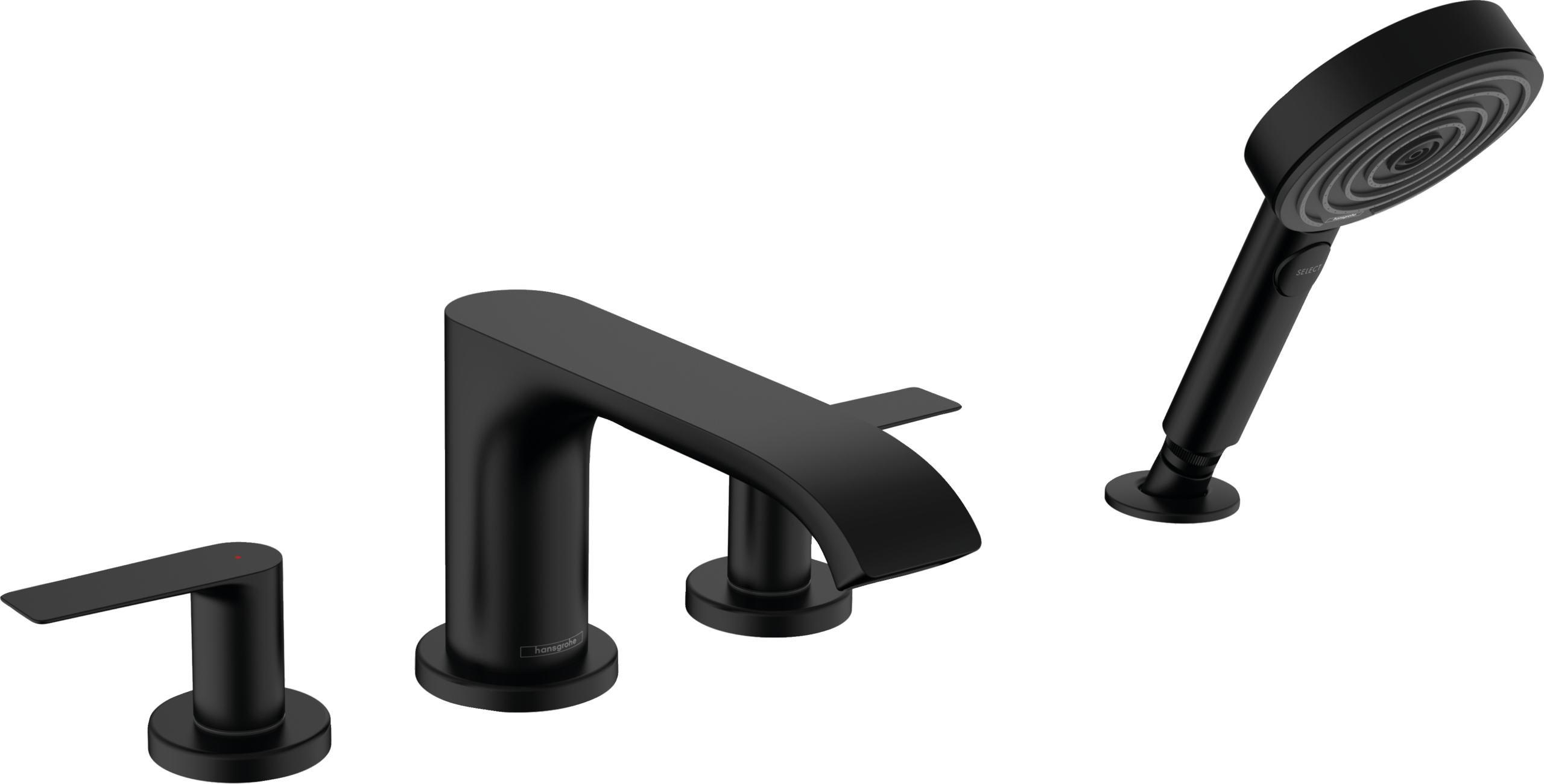 Hansgrohe Vivenis 4-Hole Roman Tub Set Trim with 1.75 GPM Handshower in Matte Black