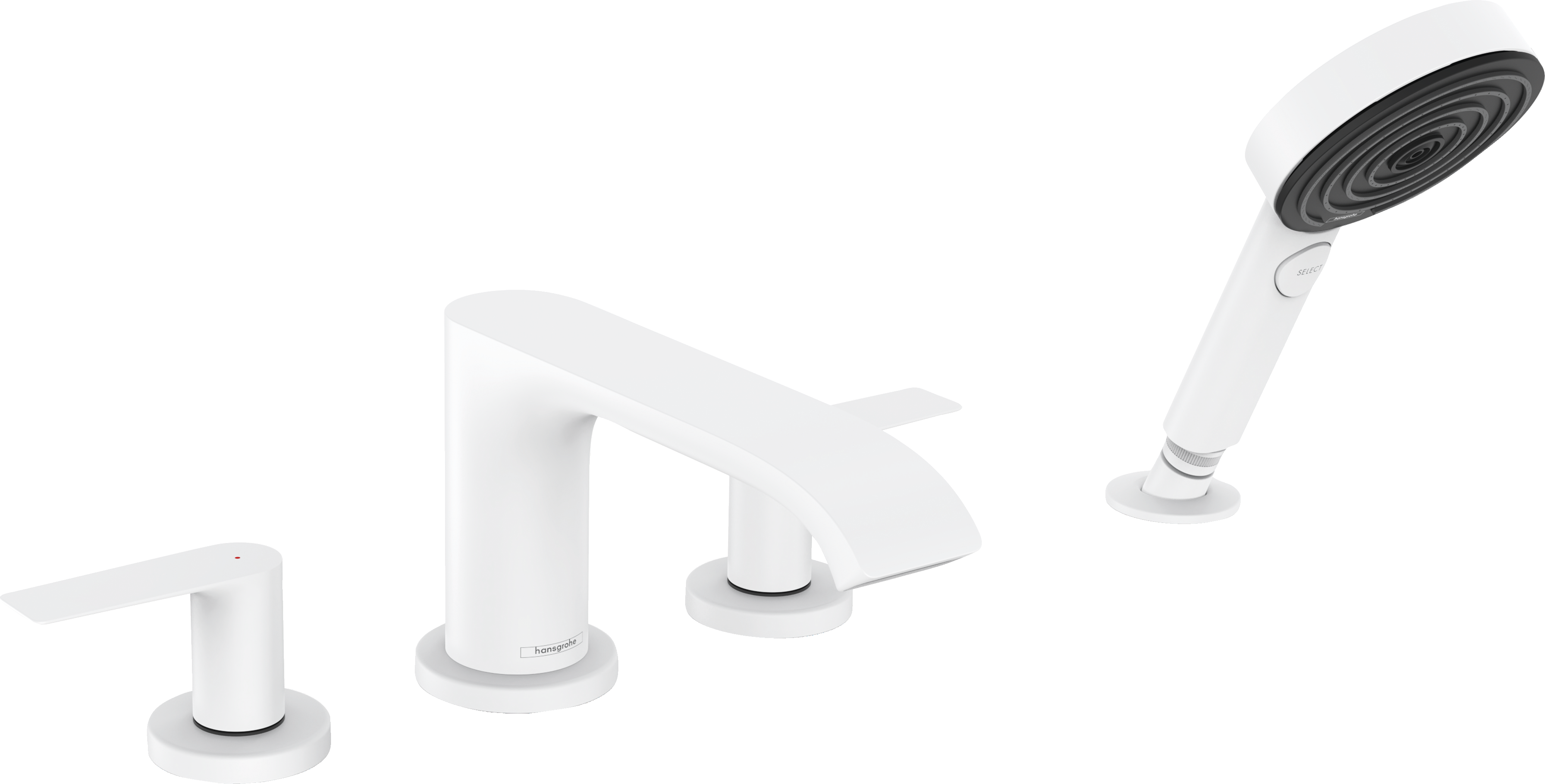 Hansgrohe Vivenis 4-Hole Roman Tub Set Trim with 1.75 GPM Handshower in Matte White
