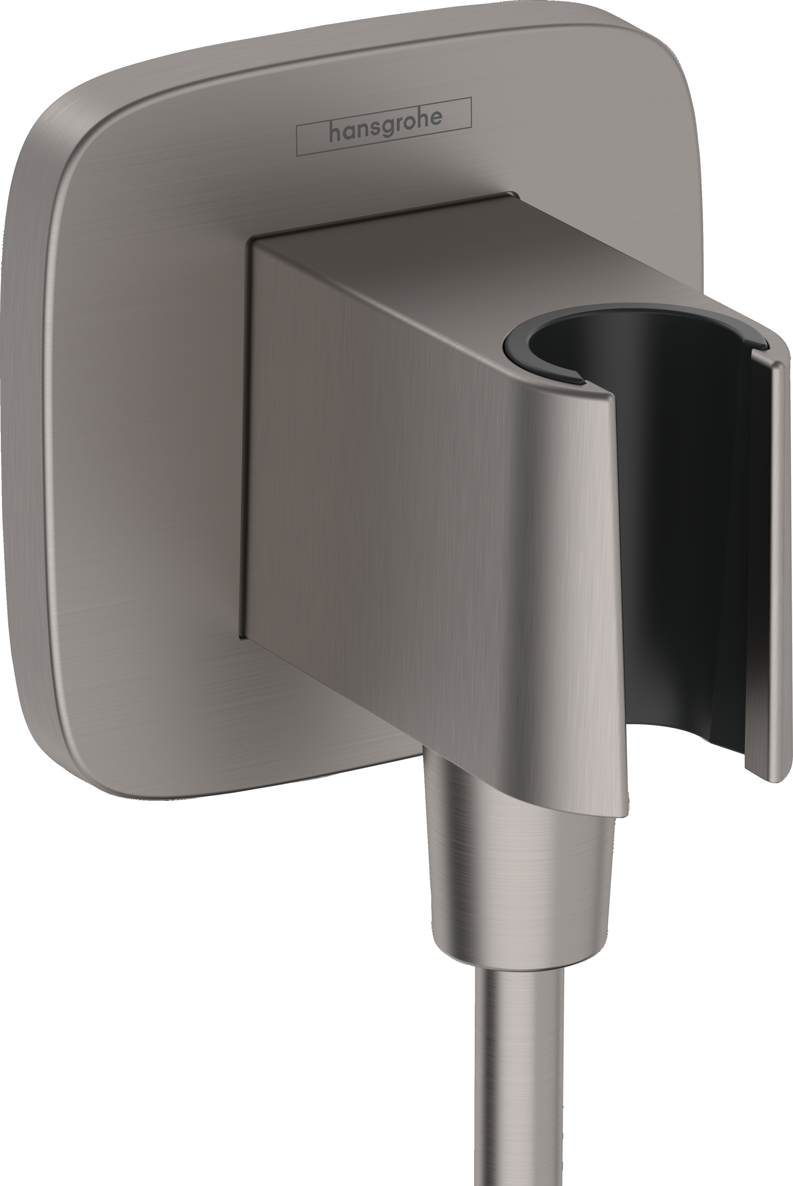 Hansgrohe FixFit Q Wall Outlet with Handshower Holder in Brushed Black Chrome