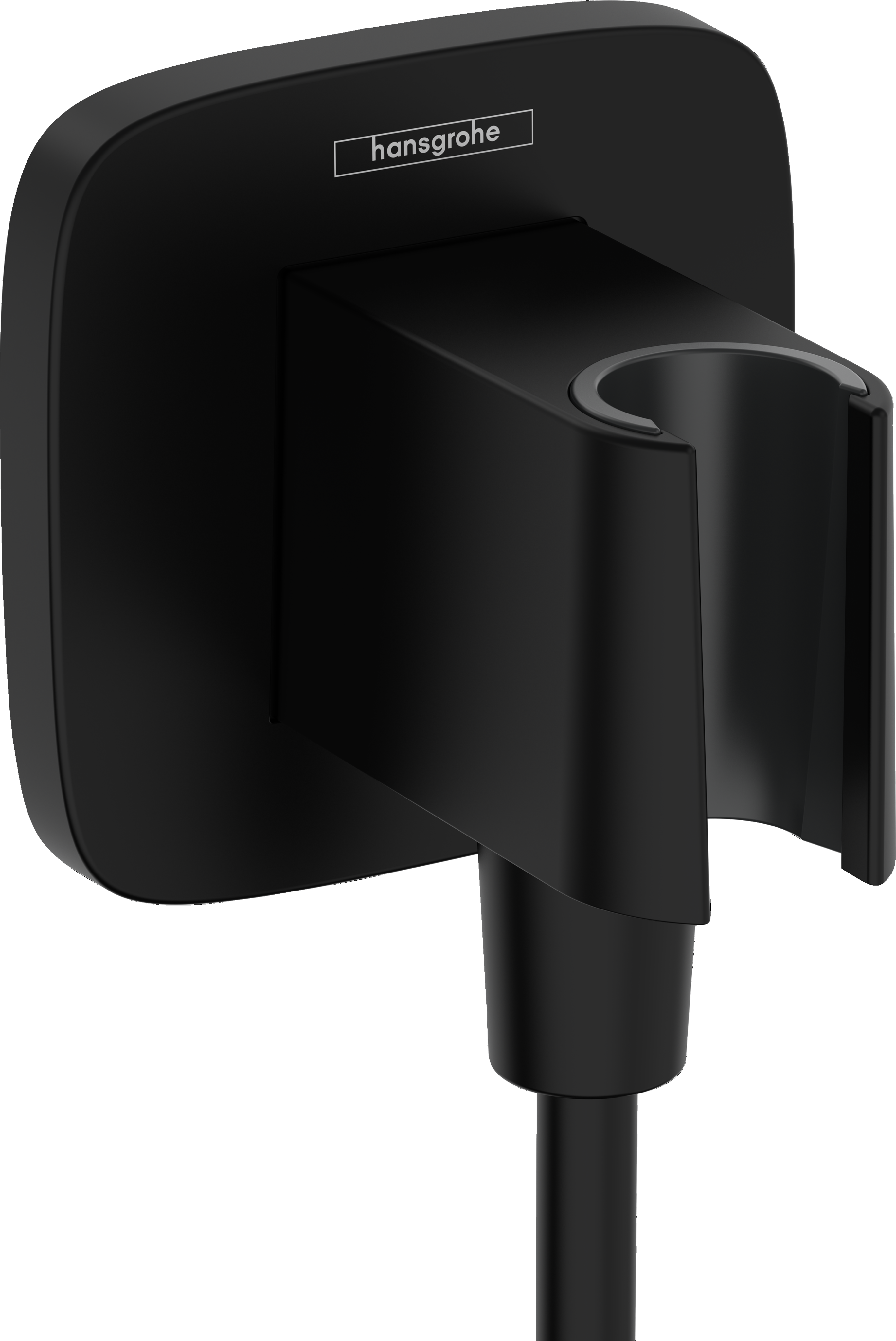Hansgrohe FixFit Q Wall Outlet with Handshower Holder in Matte Black