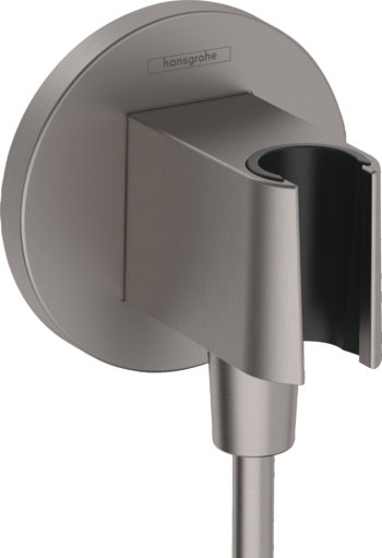 Hansgrohe FixFit S Wall Outlet with Handshower Holder in Brushed Black Chrome