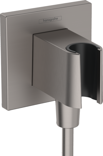 Hansgrohe FixFit E Wall Outlet with Handshower Holder in Brushed Black Chrome