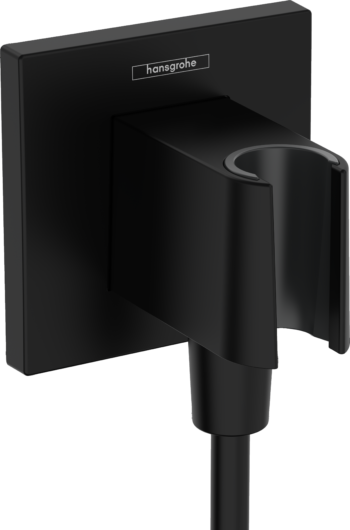 Hansgrohe FixFit E Wall Outlet with Handshower Holder in Matte Black