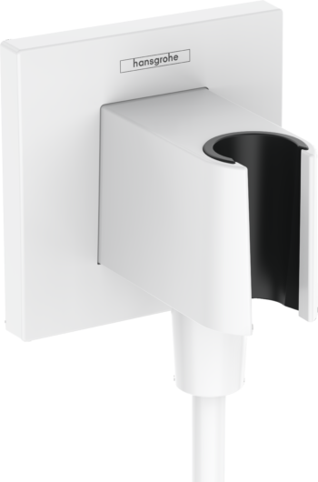 Hansgrohe FixFit E Wall Outlet with Handshower Holder in Matte White