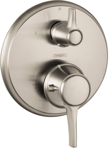 Hansgrohe Ecostat Classic Thermostatic Trim with Volume Control, Round in Brushed Nickel