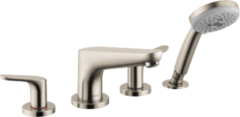 Hansgrohe Focus 4-Hole Roman Tub Set Trim with 1.8 GPM Handshower in Brushed Nickel