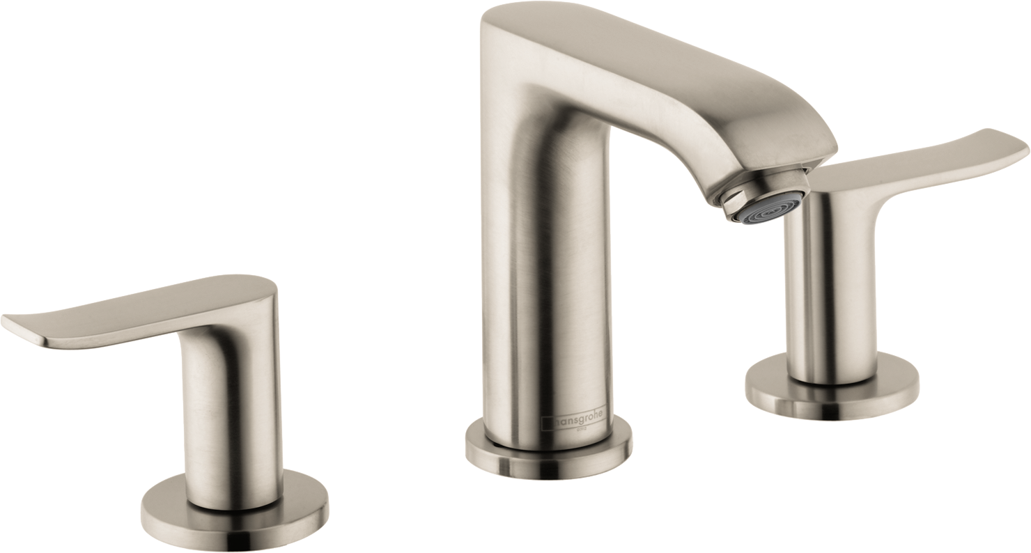 Hansgrohe Metris Widespread Faucet 100 with Pop-Up Drain, 1.2 GPM in Brushed Nickel