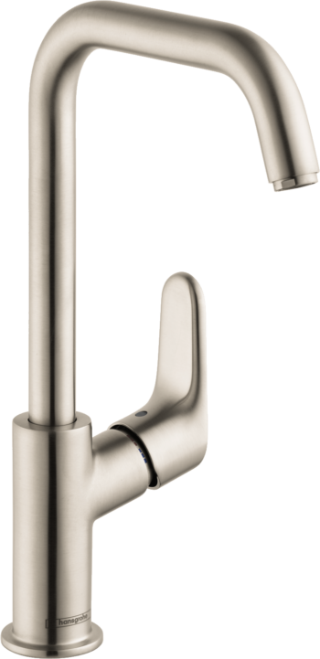Hansgrohe Focus Single-Hole Faucet 240 with Swivel Spout and Pop-Up Drain, 1.2 GPM in Brushed Nickel