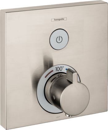 Hansgrohe ShowerSelect Thermostatic Trim for 1 Function, Square in Brushed Nickel