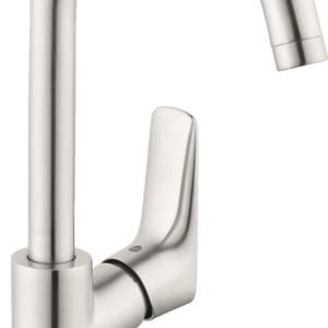 Hansgrohe Logis Single-Hole Faucet 210 with Swivel Spout and Pop-Up Drain, 1.2 GPM in Brushed Nickel