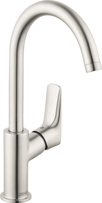 Hansgrohe Logis Single-Hole Faucet 210 with Swivel Spout and Pop-Up Drain, 1.2 GPM in Brushed Nickel