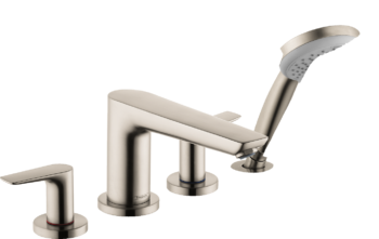 Hansgrohe Talis E 4-Hole Roman Tub Set Trim with 1.8 GPM Handshower in Brushed Nickel