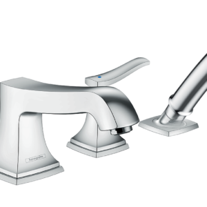 Hansgrohe Metropol Classic 4-Hole Roman Tub Set Trim with Lever Handles and 1.8 GPM Handshower in Chrome