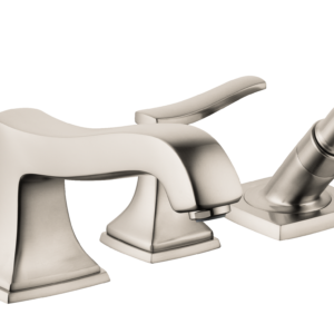 Hansgrohe Metropol Classic 4-Hole Roman Tub Set Trim with Lever Handles and 1.8 GPM Handshower in Brushed Nickel