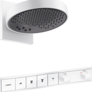 Hansgrohe Rainfinity Showerhead 250 3-Jet, 1.75 GPM with RainSelect Thermostatic Trim for 4 Functions in Matte White