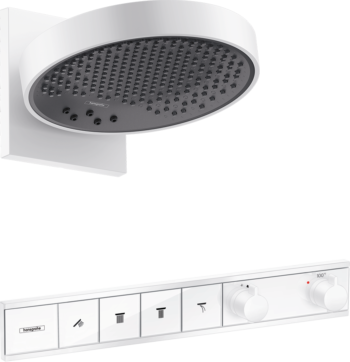 Hansgrohe Rainfinity Showerhead 250 3-Jet, 1.75 GPM with RainSelect Thermostatic Trim for 4 Functions in Matte White