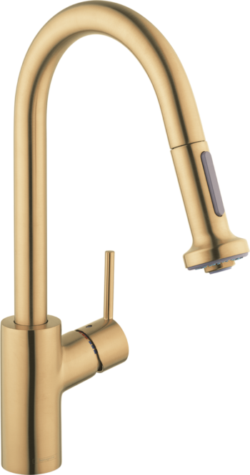 Hansgrohe Talis S² HighArc Kitchen Faucet, 2-Spray Pull-Down, 1.5 GPM in Brushed Gold Optic