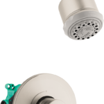 Hansgrohe Clubmaster Pressure Balance Shower Set with Rough, 2.5 GPM in Brushed Nickel