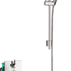 Hansgrohe Raindance E Thermostatic Showerhead/Wallbar Set with Rough, 2.0 GPM in Chrome