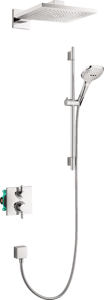 Hansgrohe Raindance E Thermostatic Showerhead/Wallbar Set with Rough, 2.0 GPM in Chrome