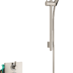 Hansgrohe Raindance E Thermostatic Showerhead/Wallbar Set with Rough, 2.0 GPM in Brushed Nickel