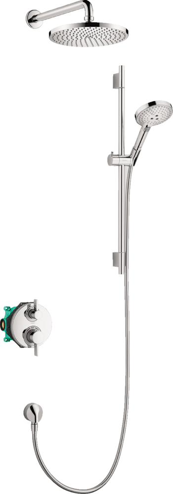 Hansgrohe Raindance S Thermostatic Showerhead/Wallbar Set with Rough, 2.5 GPM in Chrome