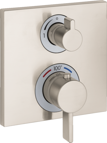 Hansgrohe Ecostat Square Thermostatic Trim with Volume Control in Brushed Nickel