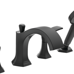 Hansgrohe Locarno 4-Hole Roman Tub Set Trim with 1.75 GPM Handshower in Matte Black