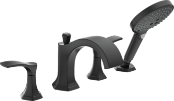 Hansgrohe Locarno 4-Hole Roman Tub Set Trim with 1.75 GPM Handshower in Matte Black