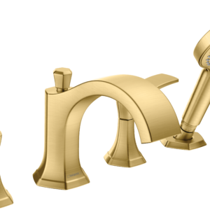 Hansgrohe Locarno 4-Hole Roman Tub Set Trim with 1.75 GPM Handshower in Brushed Gold Optic