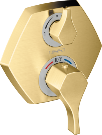 Hansgrohe Locarno Thermostatic Trim with Volume Control in Brushed Gold Optic