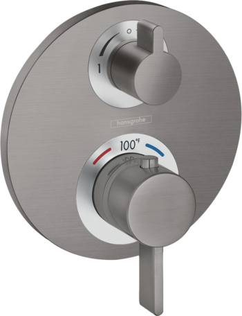 Hansgrohe Ecostat S Thermostatic Trim with Volume Control and Diverter in Brushed Black Chrome