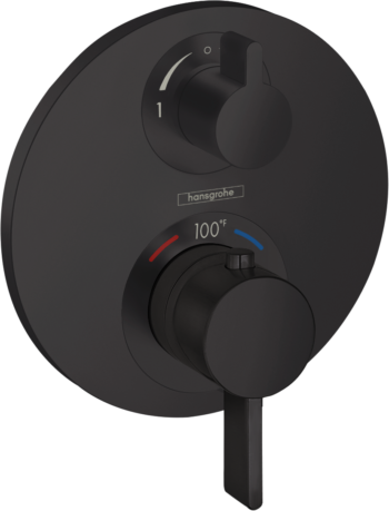 Hansgrohe Ecostat S Thermostatic Trim with Volume Control and Diverter in Matte Black