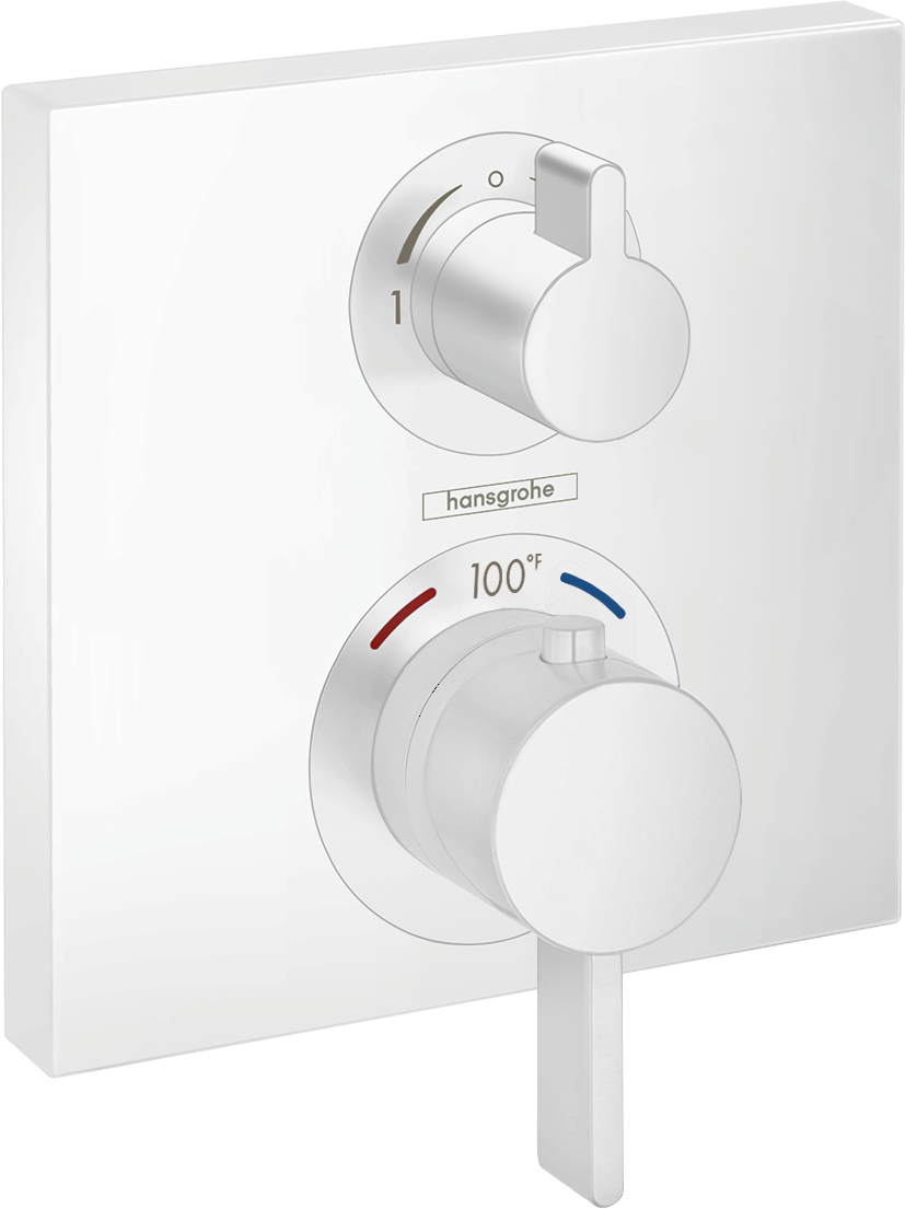 Hansgrohe Ecostat Square Thermostatic Trim with Volume Control and Diverter in Matte White