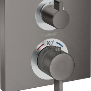 Hansgrohe Ecostat Square Thermostatic Trim with Volume Control and Diverter in Brushed Black Chrome