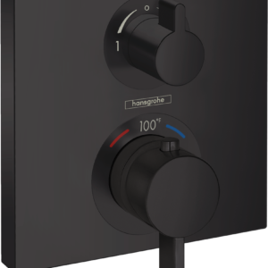 Hansgrohe Ecostat Square Thermostatic Trim with Volume Control and Diverter in Matte Black