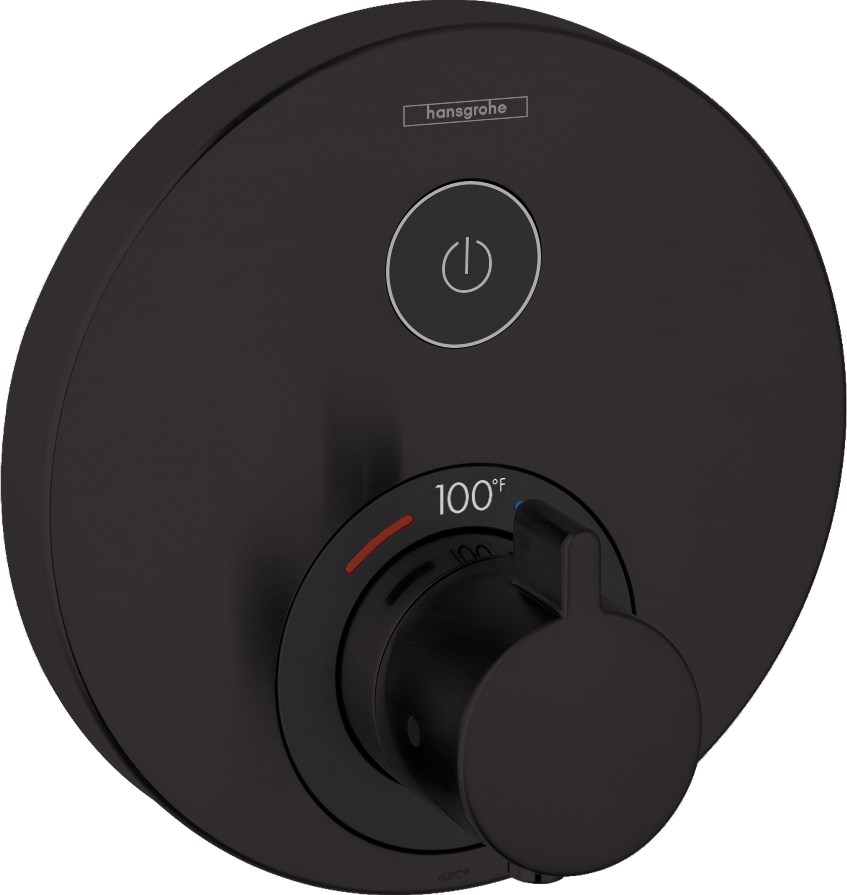 Hansgrohe ShowerSelect S Thermostatic Trim for 1 Function, Round in Matte Black