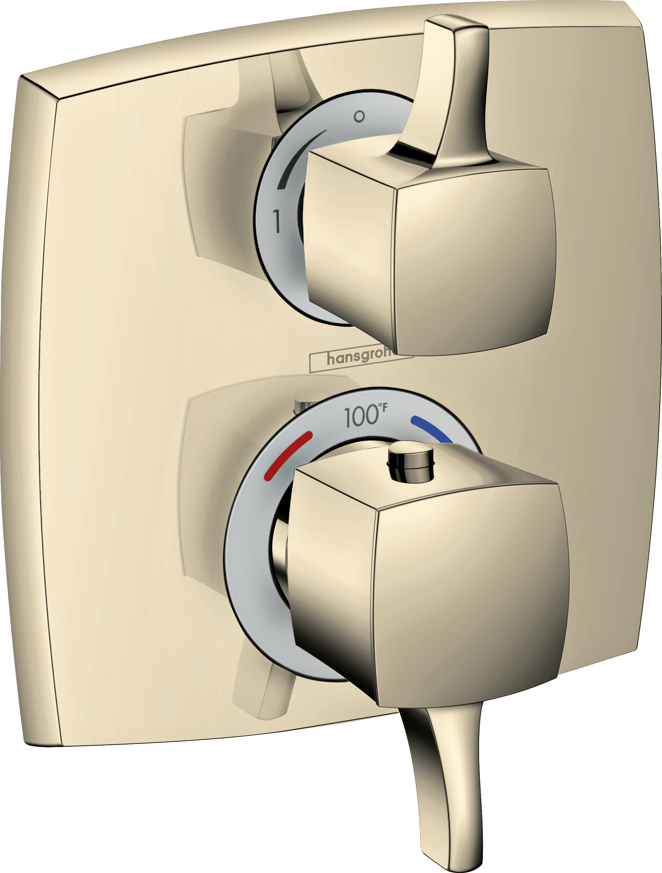 Hansgrohe Ecostat Classic Thermostatic Trim with Volume Control and Diverter, Square in Polished Nickel