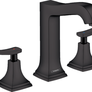 Hansgrohe Metropol Classic Widespread Faucet 160 with Lever Handles and Pop-Up Drain, 1.2 GPM in Matte Black