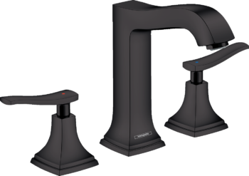 Hansgrohe Metropol Classic Widespread Faucet 160 with Lever Handles and Pop-Up Drain, 1.2 GPM in Matte Black