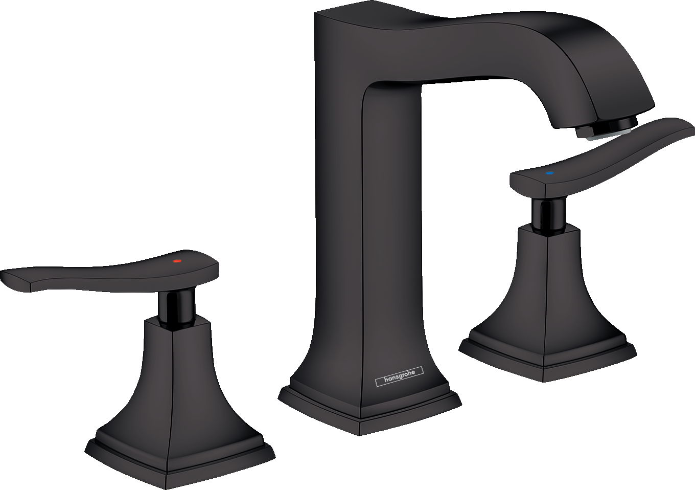 Hansgrohe Metropol Classic Widespread Faucet 160 with Lever Handles and Pop-Up Drain, 1.2 GPM in Matte Black