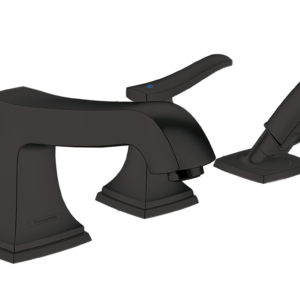 Hansgrohe Metropol Classic 4-Hole Roman Tub Set Trim with Lever Handles and 1.8 GPM Handshower in Matte Black