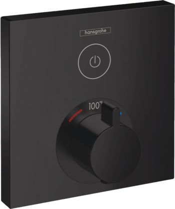 Hansgrohe ShowerSelect Thermostatic Trim for 1 Function, Square in Matte Black